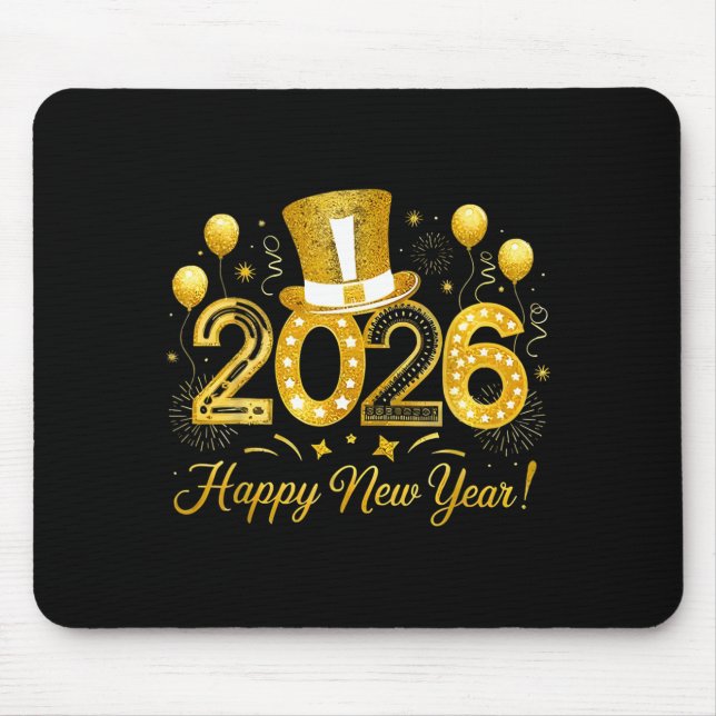 Tapis De Souris Happy New Year Balloons Party 2026 Together Family (Devant)