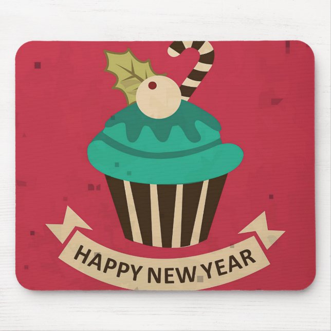 Tapis De Souris Happy New Year Cupcake (Devant)