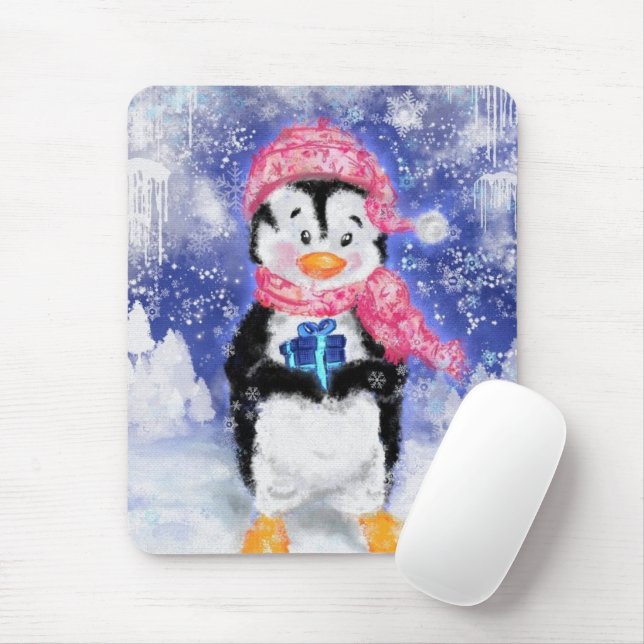 Tapis De Souris Happy Penguin - Noël - (Avec souris)