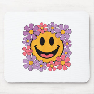 Tapis De Souris Happy Retro Daisy Smile Face Preppy Hommes esthéti