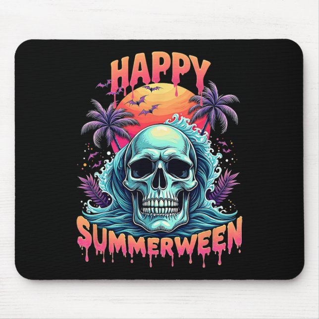 Tapis De Souris Happy Summerween Skeleton Summer Watermelon Jack-o (Devant)