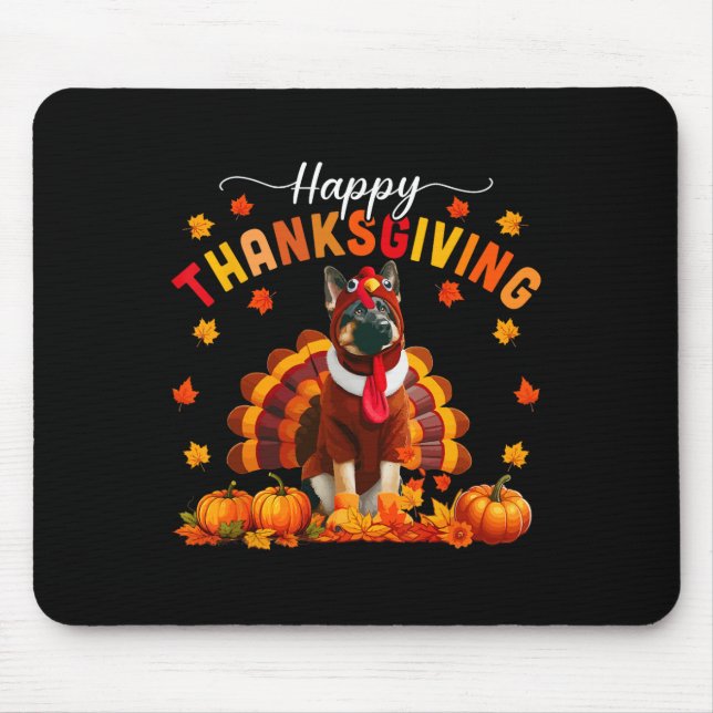 Tapis De Souris Happy Thanksgiving German Shepherd Cosplay Fall Tu (Devant)