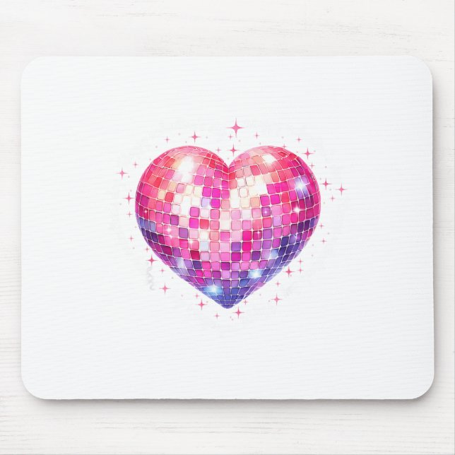 Tapis De Souris Happy Valentine's Day Coquette Nk Disco Ball Heart (Devant)