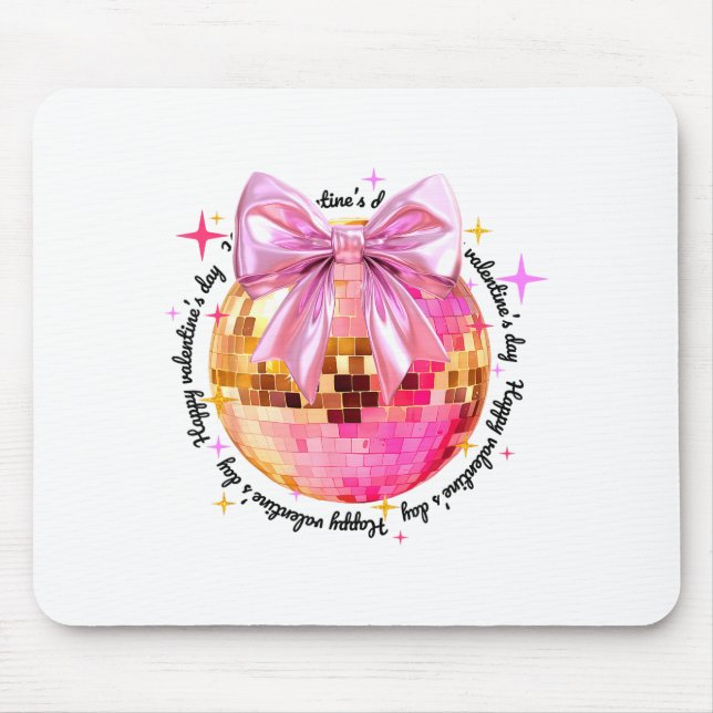 Tapis De Souris Happy Valentine's Day Funny Coquette Disco Ball Gi (Devant)