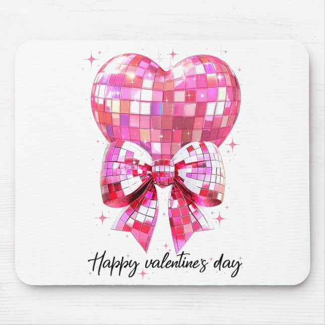 Tapis De Souris Happy Valentine's Day Funny Coquette Disco Ball He (Devant)