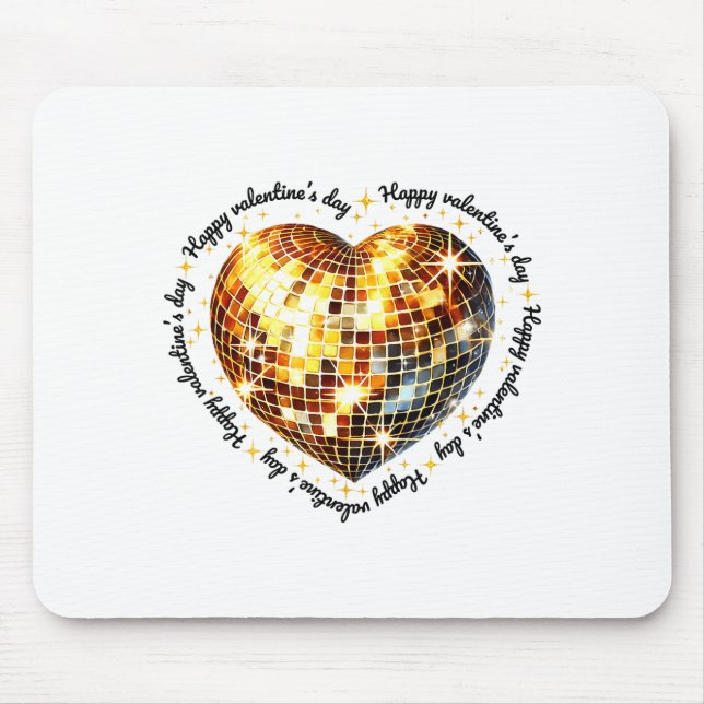 Tapis De Souris Happy Valentine's Day Funny Gold Coquette Disco Ba (Devant)