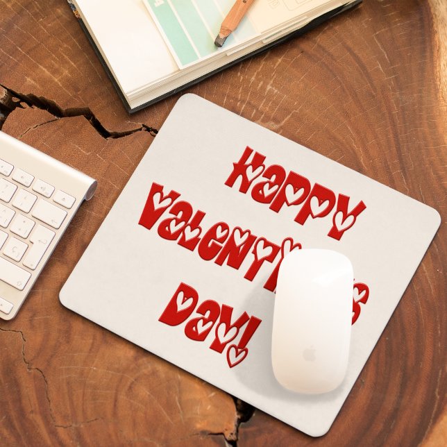 Tapis De Souris Happy Valentine's Day with Hearts (Happy Valentine's Day with Hearts Mouse Pad)