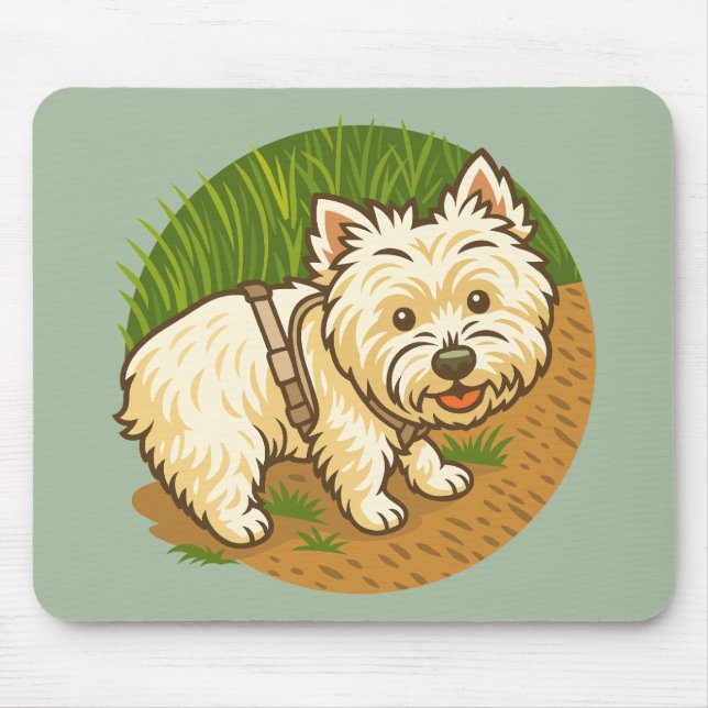 Tapis De Souris Happy Westie on Nature Trail (Devant)