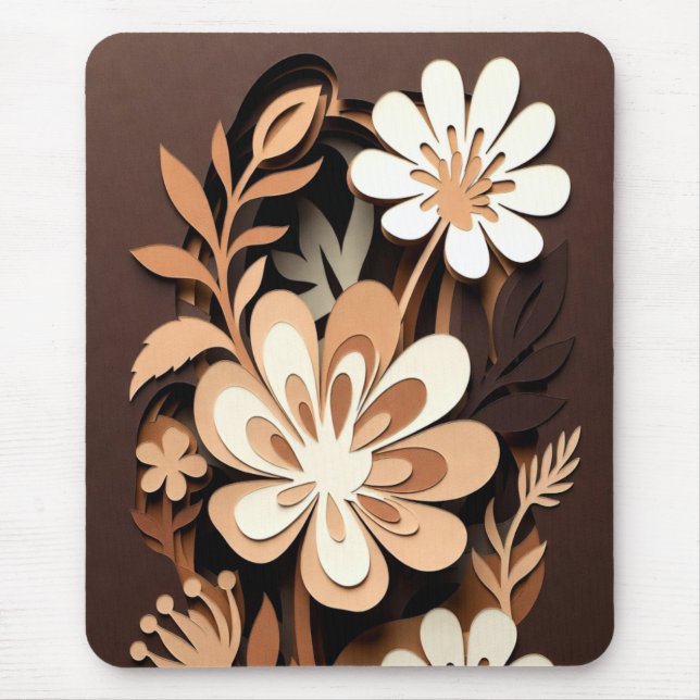 Tapis De Souris Harmonie Florale en Papier Découpé Superposé (Devant)