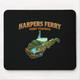 Tapis De Souris Harpers ferry virginie occidentale carte vintage p