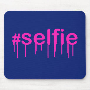 Tapis De Souris Hashtag Selfie Drooling en bleu