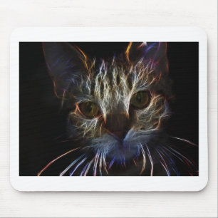 Tapis De Souris Hauning animal chat visage art, fait de lumière -