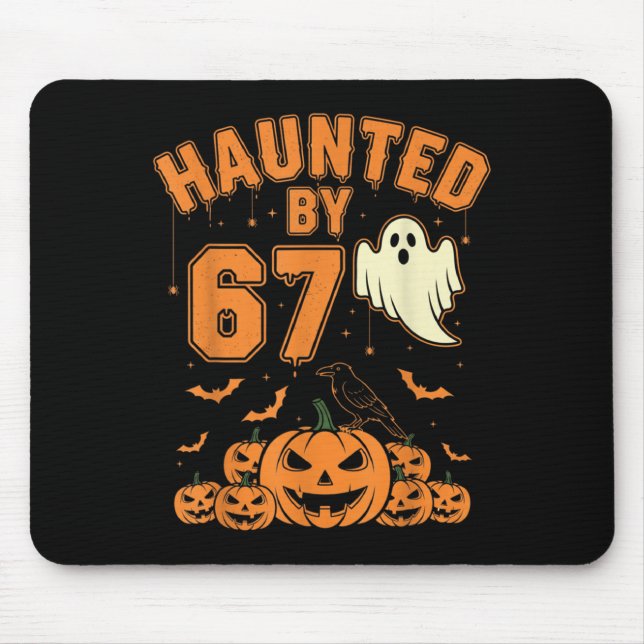 Tapis De Souris Haunted By 67 – Funny Ghost And Pumpkin Halloween  (Devant)