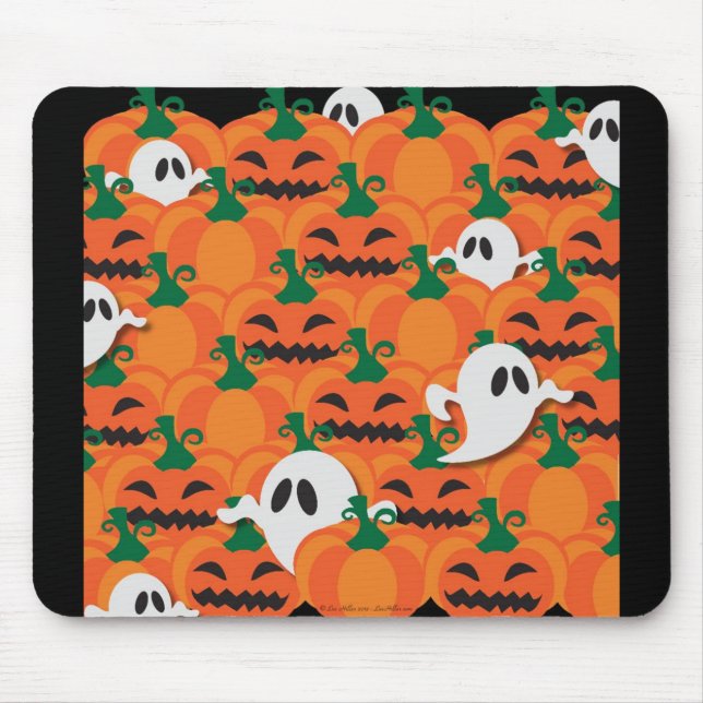 Tapis De Souris Haunted Halloween Citrouille Patch Ghosts (Devant)