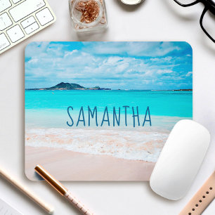 Tapis De Souris Hawaii Sandy Beach Blue Ocean Photo Nom personnali