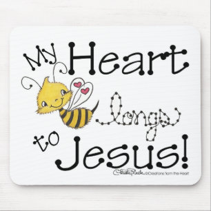 Tapis De Souris Heart Bee attend Jésus