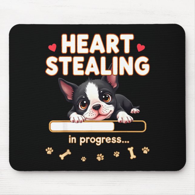 Tapis De Souris Heart Boston Terrier Dog Funny Gift Bostie Puppy  (Devant)