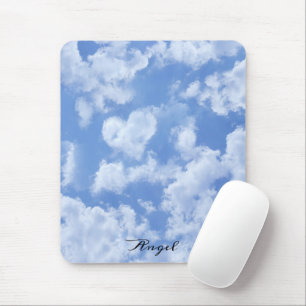 Tapis De Souris Heart Cloud Ciel mignon Moderne Bleu Personnalisé 
