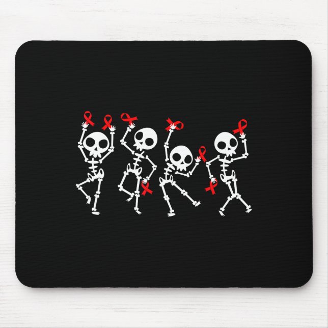 Tapis De Souris Heart Disease Awareness Month Skeleton Red Ribbon  (Devant)