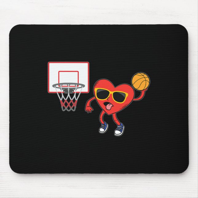 Tapis De Souris Heart Dunk Joueur de basket Valentines Jour Amour  (Devant)