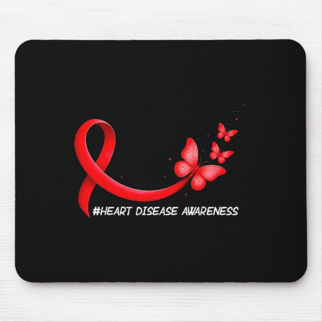 Tapis De Souris Heart Health Heart Disease Awareness Chd Red Ribbo (Devant)