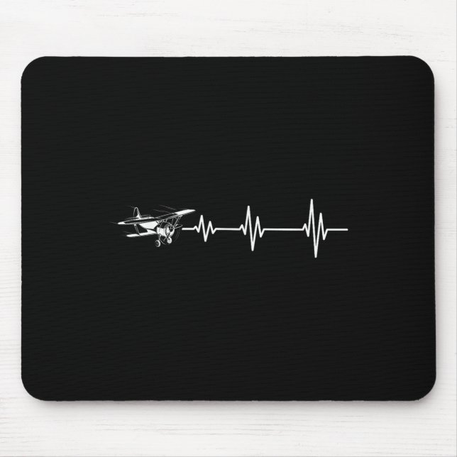 Tapis De Souris Heartbeat Flying Plane Pulse Line Retro Prop Aircr (Devant)