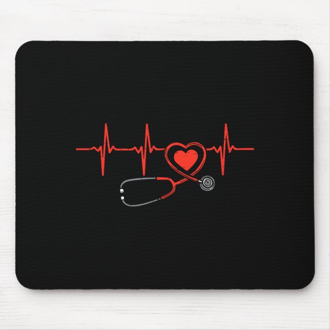 Tapis De Souris Heartbeat Scrub Valentine Nurse Valentines Day Rn  (Devant)