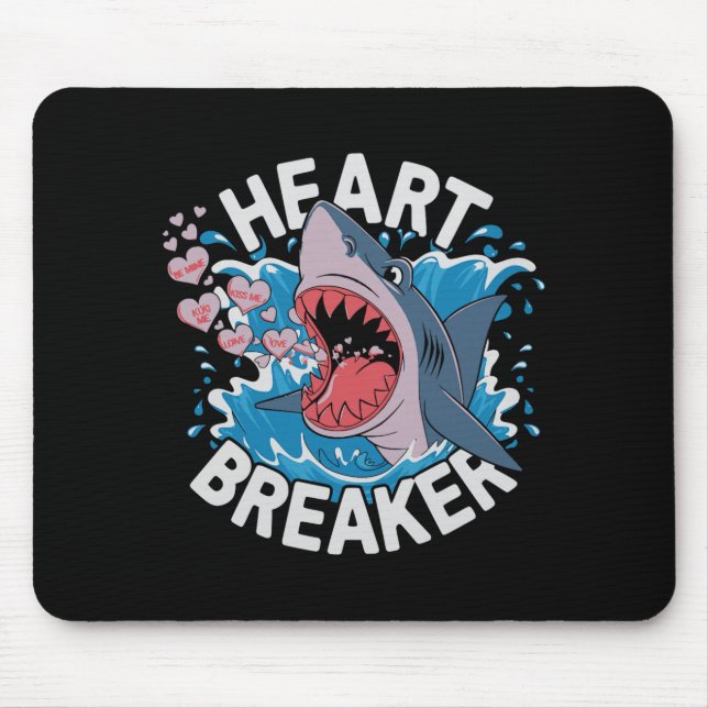 Tapis De Souris Heartbreaker Shark Cute Funny Love Design For Vale (Devant)