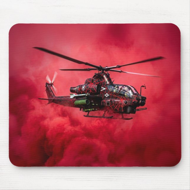 Tapis De Souris Hélicoptère de combat volant au-dessus d'immenses  (Devant)