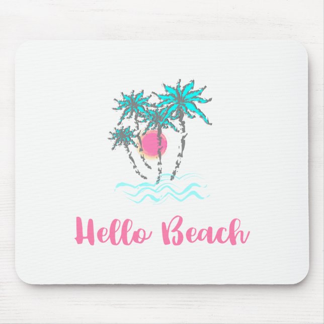 Tapis De Souris Hello Beach Style Tropical été (Devant)