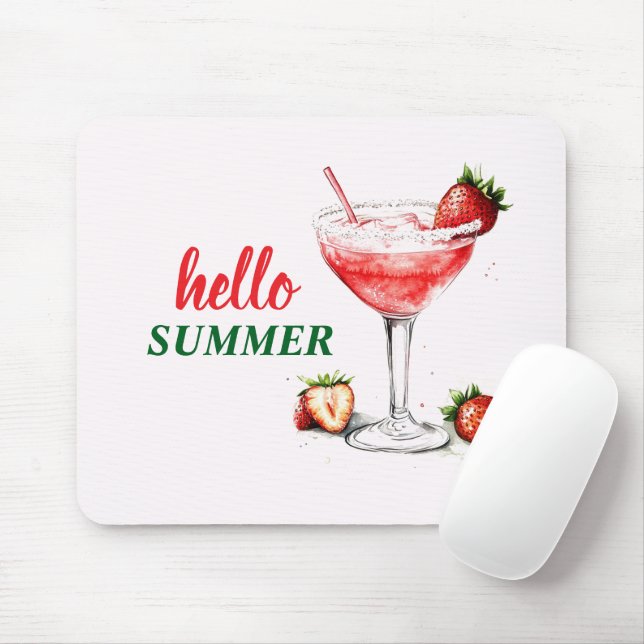 Tapis De Souris Hello Summer | Strawberry Cocktail Mouse Pad (Avec souris)