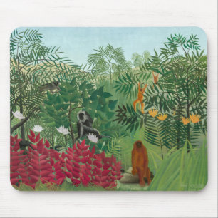 Tapis De Souris Henri Rousseau - Forêt tropicale avec singes