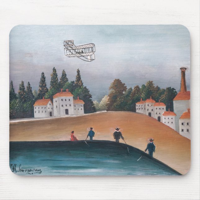 Tapis De Souris Henri Rousseau - Les Pêcheurs et le Biplane (Devant)