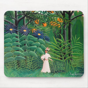 Tapis De Souris Henri Rousseau - Une femme marche dans une forêt e