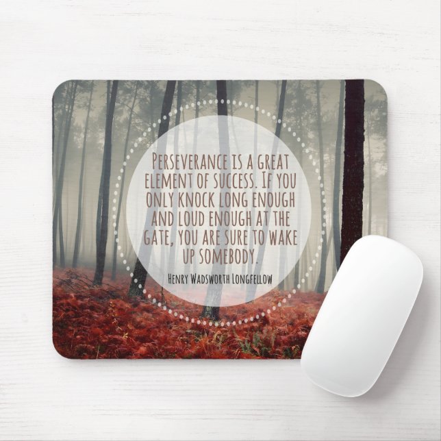 Tapis De Souris Henry Longfellow Citation Inspirationnelle Persévé (Avec souris)