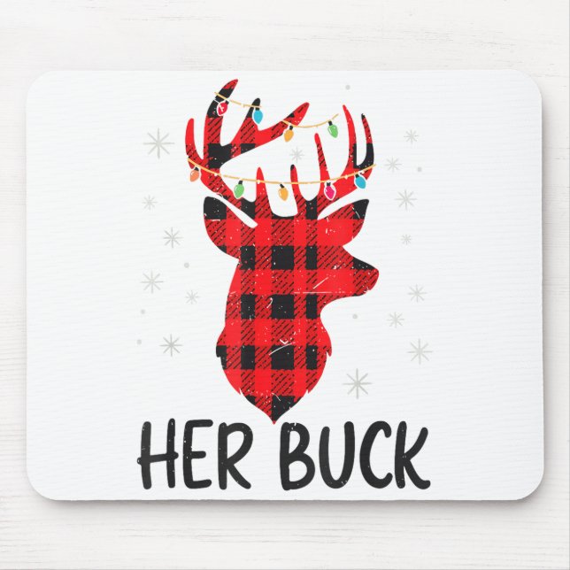 Tapis De Souris Her Buck Deer Hunting Christmas Husband Gift Coupl (Devant)