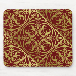 Tapis De Souris Herald de la Renaissance médiévale Lion Leopard Me