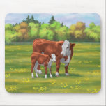 Tapis De Souris Hereford Cow & Cute Calf dans les pâturages d'été<br><div class="desc">Hereford Cow & Cute Calf dans les pâturages d'été</div>