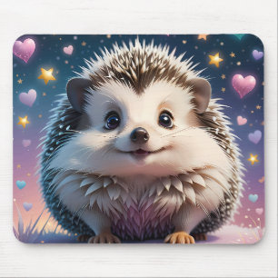 Tapis De Souris Hérisson adorable avec des étoiles et des cœurs