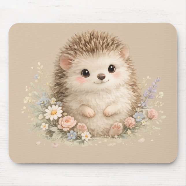 Tapis De Souris Hérisson Adorable Jardin Européen  (Devant)
