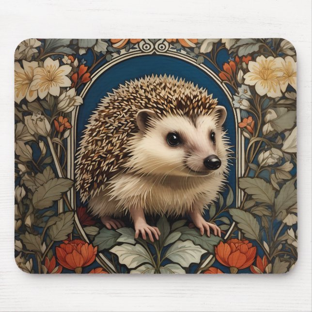 Tapis De Souris Hérisson élégant William Morris Inspiré (Devant)