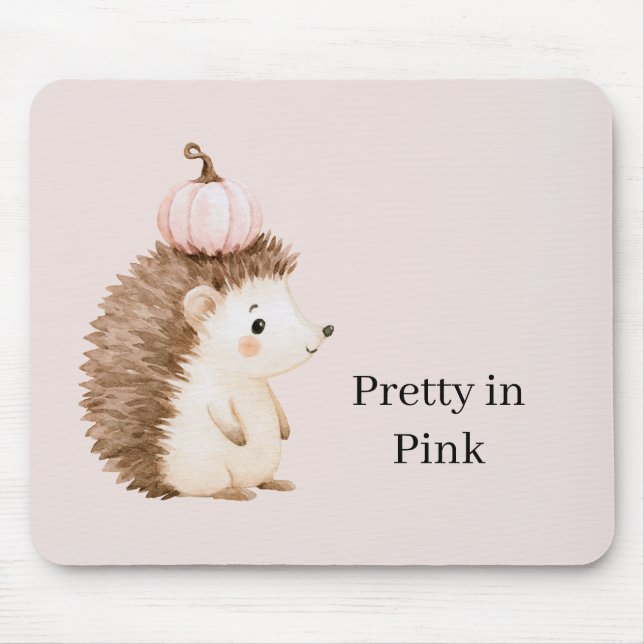 Tapis De Souris Hérisson Mignon Citrouille Rose (Devant)