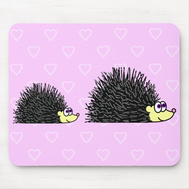 Tapis De Souris Hérisson mignon Mousepad de maman et de bébé (Devant)