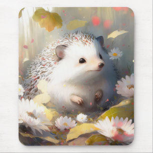 Tapis De Souris Hérisson Portrait Animal Peinture Forêt Faune