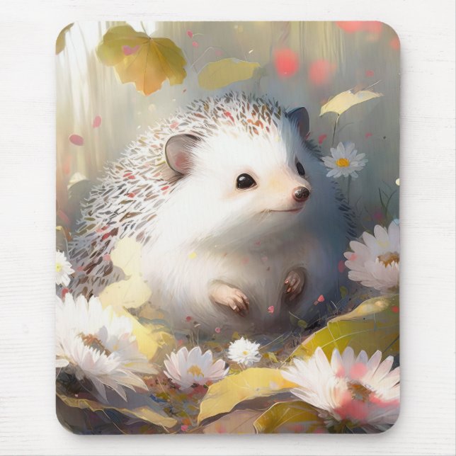 Tapis De Souris Hérisson Portrait Animal Peinture Forêt Faune (Devant)