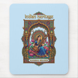 Tapis De Souris Héritage Indien : Musicien Classique Art de la Vee