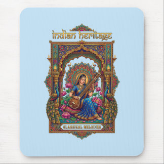 Tapis De Souris Héritage Indien : Musicien Classique Art de la Vee