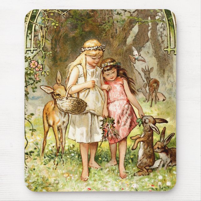 Tapis De Souris Hermann Vogel - Blanche neige et rouge Rose (Devant)