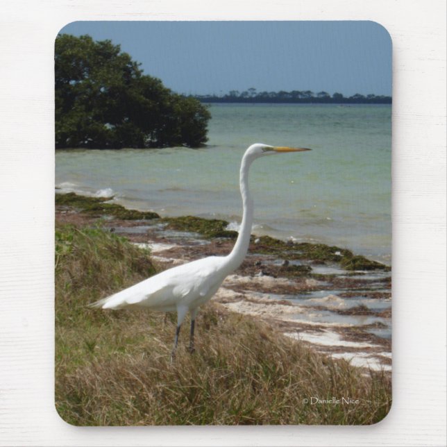 Tapis De Souris Héron blanc 2 Mousepad (Devant)