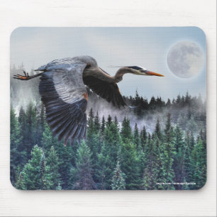 Tapis De Souris Heron, Misty Forest & Pleine lune